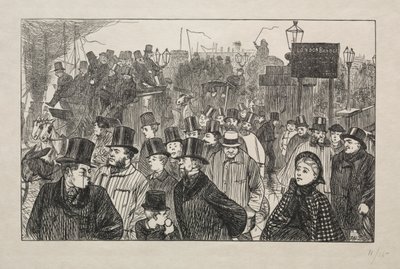 Le courant vivant au pont de Londres - Sur le pont, 1863 - George Louis Palmella Busson Du Maurier