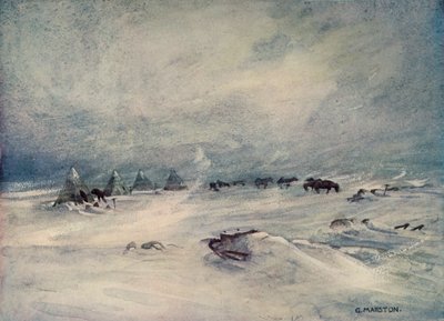 Une tempête de neige sur la barrière, vers 1908, 1909 - George Marston
