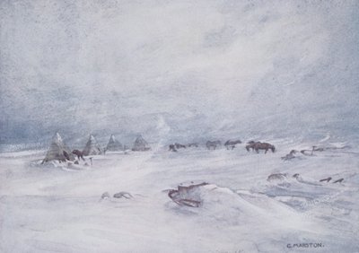 Tempête de neige sur la barrière, illustration de 