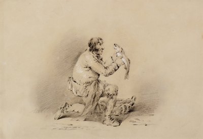 Pêcheur tenant un poisson - George Morland