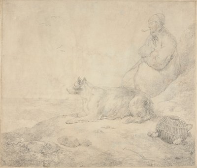 Pêcheur et chien assis près de la côte - George Morland