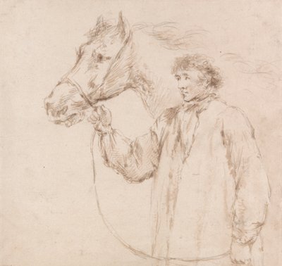 Homme tenant un cheval par la bride - George Morland