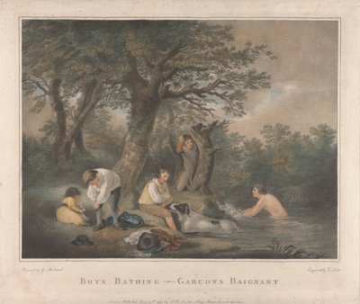 Ensemble de Quatre : Garçons se Baignant - George Morland