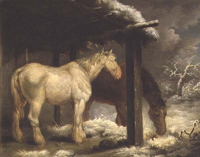 Chevaux de trait près d