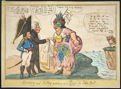 Boney et Talley rafistolant une pièce pour John Bull, 1806 - George Moutard Woodward