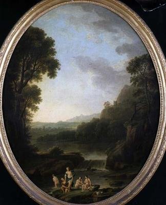 Paysage boisé avec baigneurs - George Mullins
