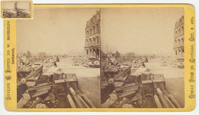Stéréographe des coffres-forts pris dans les ruines de Dearborn Street après l