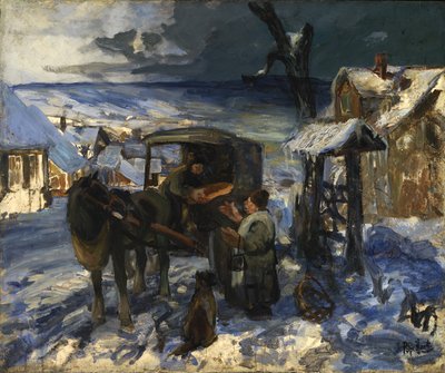 Scène de village, fin 19e-début 20e siècle. - George Overbury Hart