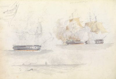 Quatre études de navigation, y compris une action de frégate - George Pechell Mends