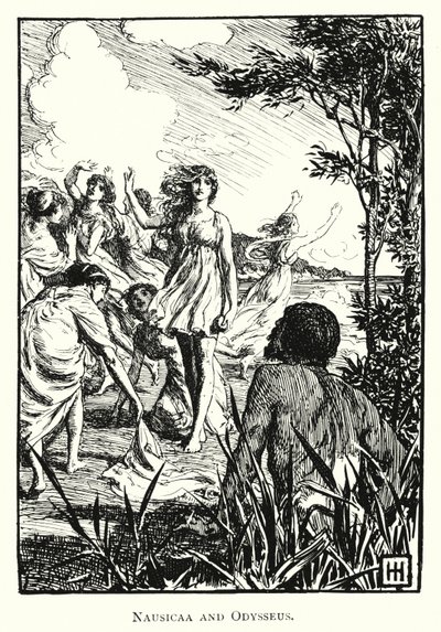 Odyssée: Nausicaa et Ulysse (gravure) - George Percy Jacomb Hood