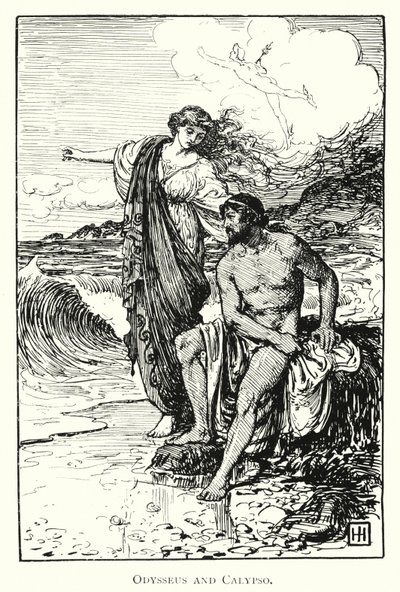 Odyssée : Ulysse et Calypso (gravure) - George Percy Jacomb Hood