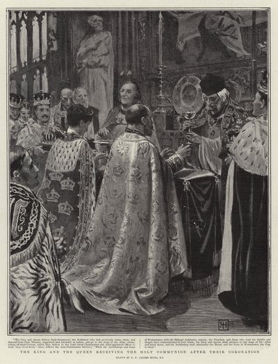 Le Roi et la Reine recevant la Sainte Communion après leur Couronnement - George Percy Jacomb Hood