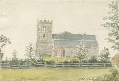 Église de High Offley : aquarelle - George Perfect Harding