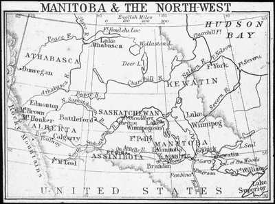 Carte du Manitoba et du Nord-Ouest, Canada, vers 1893 - George Philip and Son Ltd