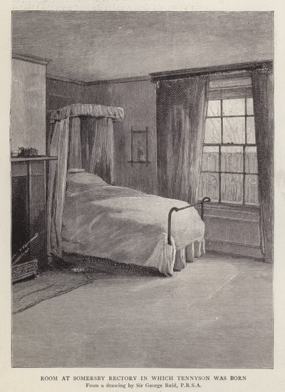 Chambre au presbytère de Somersby, Lincolnshire, où est né le poète anglais Alfred, Lord Tennyson en 1809 - George Reid
