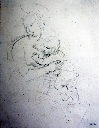 Une mère et son enfant - étude pour les Anciens - George Richmond