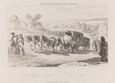 Route de Rouen depuis Dieppe, Diligence, c.1821 - George Robert Lewis