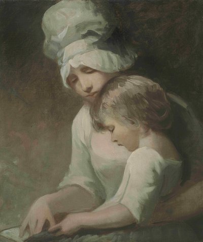 Une mère et son enfant lisant Mrs Cumberland et son fils - George Romney