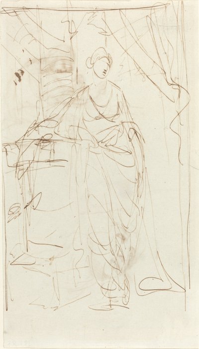 Une dame élégante en robe classique [recto] - George Romney