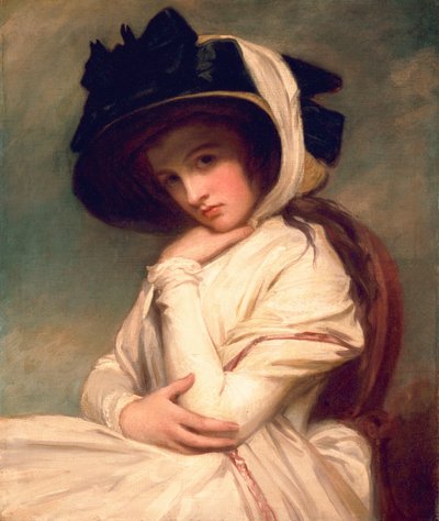 Emma Hart, plus tard Lady Hamilton, avec un chapeau de paille, c.1782-94 - George Romney
