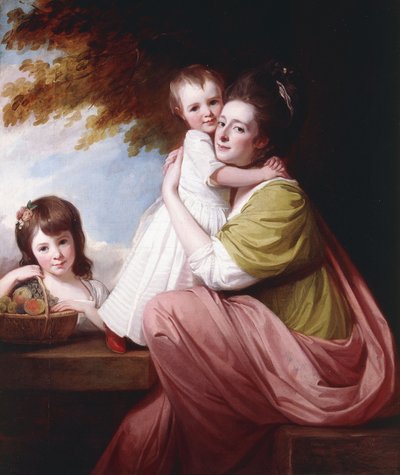 Portrait de groupe de Dorothy Stables et de ses filles, Harriet et Maria, trois-quarts de longueur, 1777-78 - George Romney