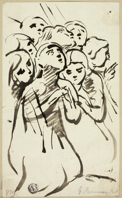 Figures agenouillées blotties ensemble - George Romney