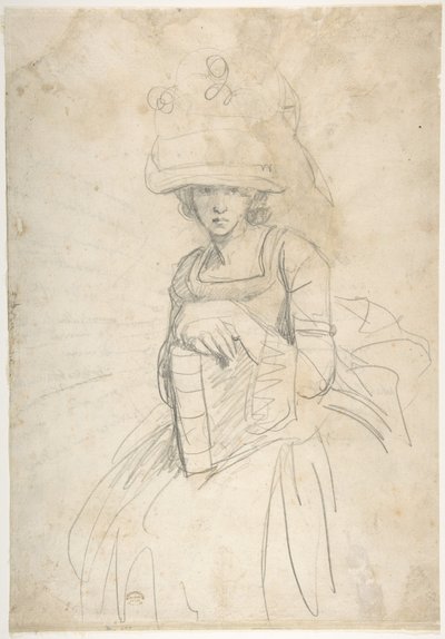 Dame tenant un livre (recto) ; Schéma de disposition des couleurs sur une palette (verso) - George Romney