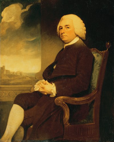 Portrait de Michael Russell, assis, avec le château de Douvres en arrière-plan - George Romney