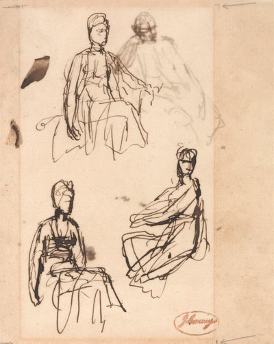 Femme assise : trois études - George Romney