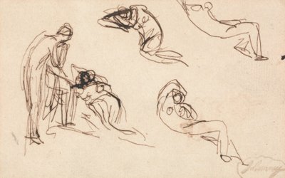 Une figure debout et quatre figures allongées - George Romney