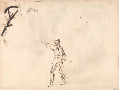 Statue debout, le bras levé, peut-être Macbeth - George Romney