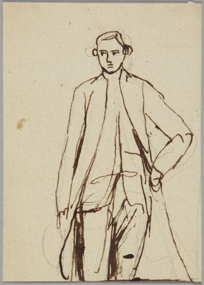 Figure masculine debout, la main gauche sur la hanche, étude de portrait - George Romney
