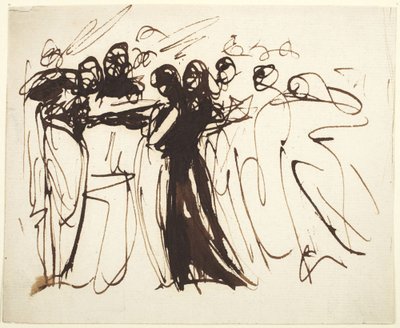 Des personnages debout rassemblés - George Romney