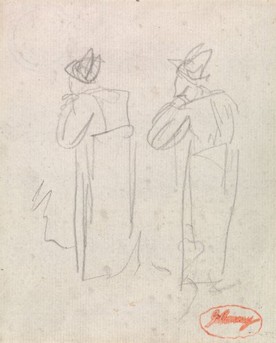Deux personnages debout coiffés de hauts-de-forme - George Romney