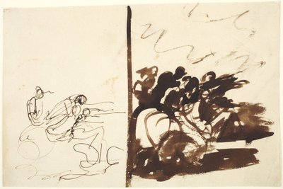 Deux études représentant un groupe de personnages faisant des gestes vers la droite - George Romney