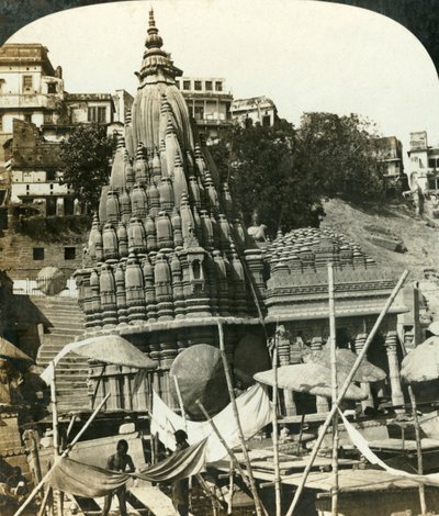 Temples sur les rives du Gange, Bénarès, Inde, vers 1909 - George Rose