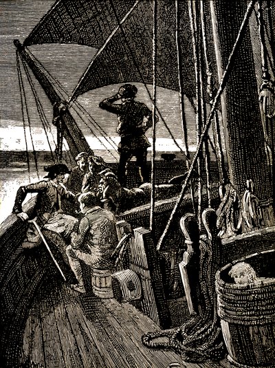 Jim Hawkins entend une conversation révélant la mutinerie des pirates - George Roux