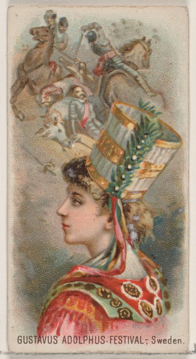 Festival de Gustavus Adolphus, Suède, de la série Holidays N80 pour la marque de cigarettes Duke, 1890 - George S. Harris and Sons