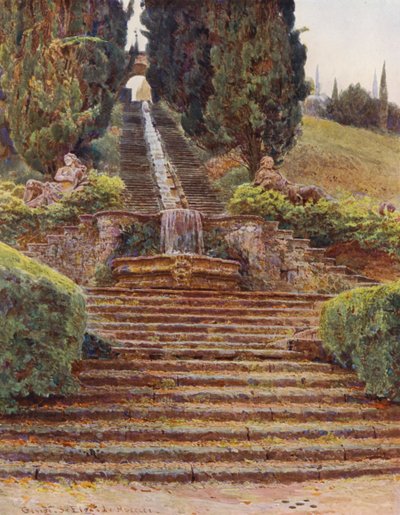 Jardins italiens : La Cascade, Villa Cicogna - George Samuel Elgood