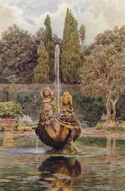 Jardins italiens : Villa Aldobrandini, Fontaine dans le Parterre - George Samuel Elgood