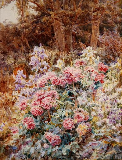 Pivoines et iris - George Samuel Elgood