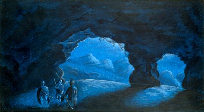 Trois personnes dans une grotte dans les montagnes - George Sand