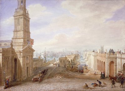 Vieux et nouveaux ponts de Londres regardant vers le sud, Londres - George Scharf