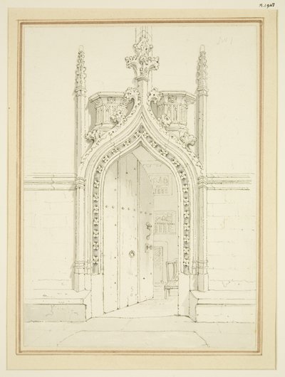 Porte de la Salle de la Sacristie de St Mary Redcliffe, vers 1812 - George Shepherd
