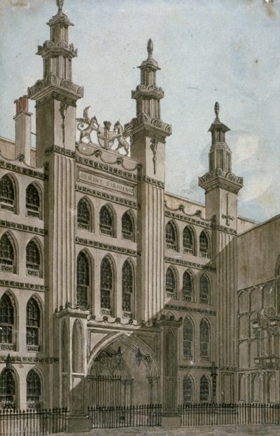 Vue sud-ouest de la façade du Guildhall, Londres, 1810 - George Shepherd
