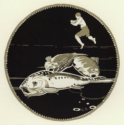 Il vit quatre gros poissons allongés sur la glace - George Sheringham