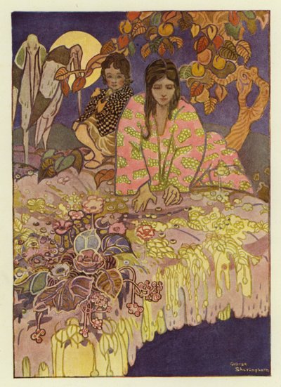 La fille regarda à travers le trou et vit la terre loin en dessous d