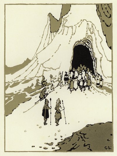 Les gens partirent chercher les géants, bientôt ils arrivèrent à leur grotte - George Sheringham