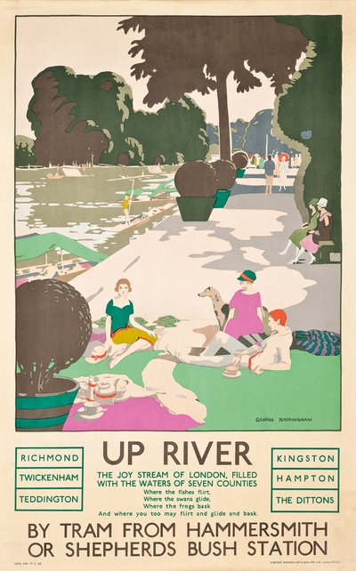 "Up River", une affiche de London Transport, 1926 - George Sheringham