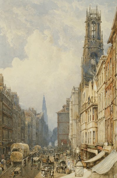 Fleet Street vers Temple Bar avec Old St. Dunstans et St. Clement Danes, 1834 - George Sidney Shepherd